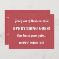 Direct Mail Going Out of Business Sale Advertising