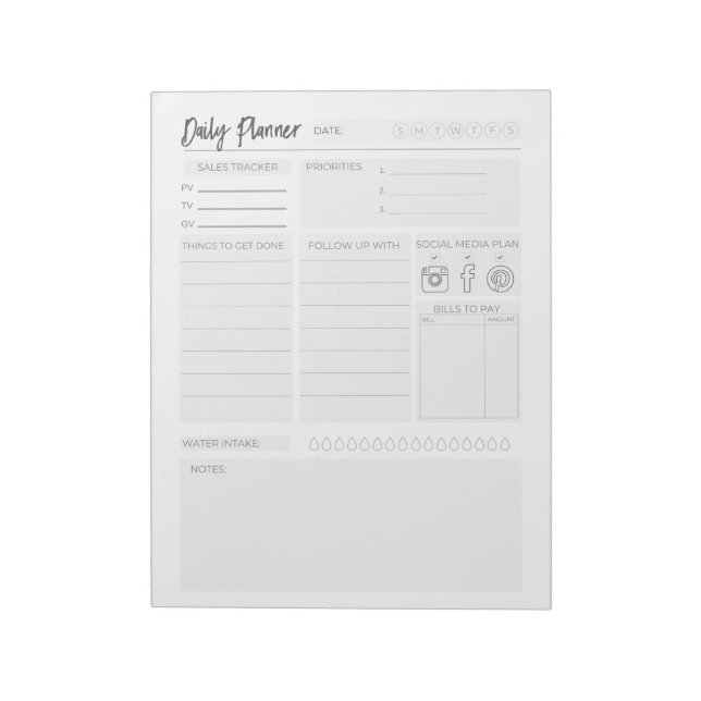Direct Sales Daily Planner Notepad (Rotated)