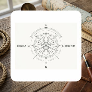 Direction Discovery Nautical Compass Rose  Square Sticker