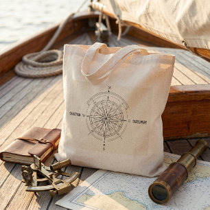 Direction Discovery Nautical Compass Rose  Tote Bag