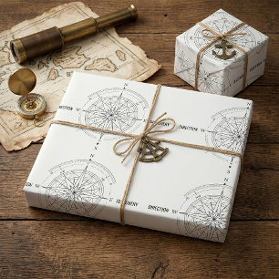 Direction Discovery Nautical Compass Rose Wrapping Paper