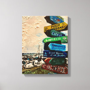 Direction Marker at Kelley's Island, Painting  Canvas Print