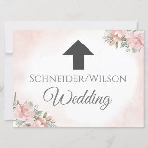 Directional Arrow Floral Beach Invitation
