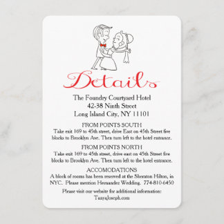 Directions Bride & Groom Black And White Wedding Enclosure Card