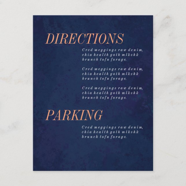 Directions Card, Information, Wedding Set Enclosure Card (Front)