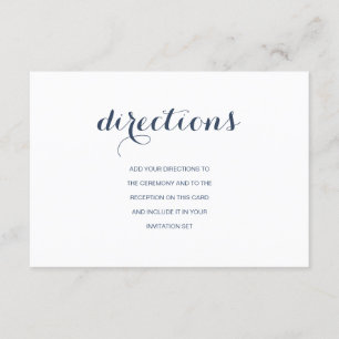 Directions   Dusty Navy Wedding Directions Card