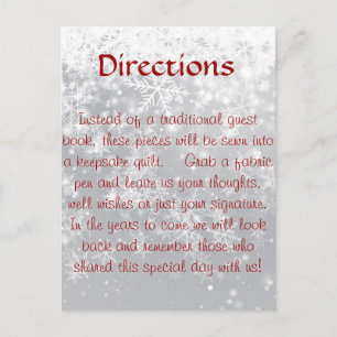 Directions for quilt questbook postcard