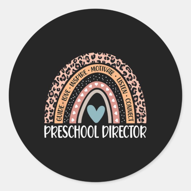 Director 100th Day Of School Principal Rainbow  Classic Round Sticker (Front)