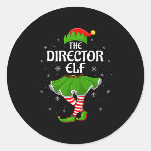 Director Elf Christmas Family Girls Women Elf Squa Classic Round Sticker