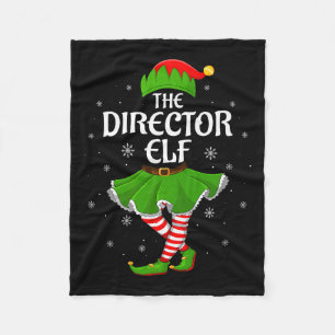 Director Elf Christmas Family Girls Women Elf Squa Fleece Blanket