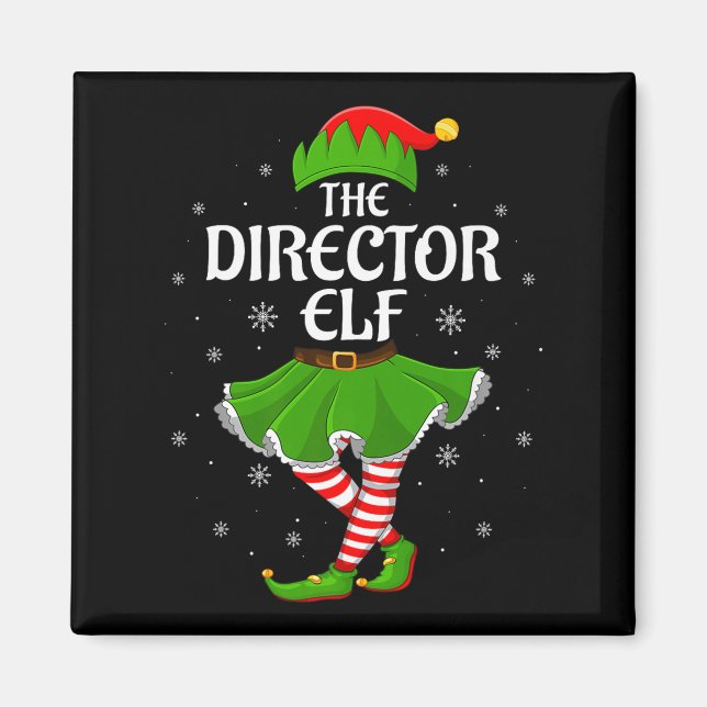 Director Elf Christmas Family Girls Women Elf Squa Magnet (Front)