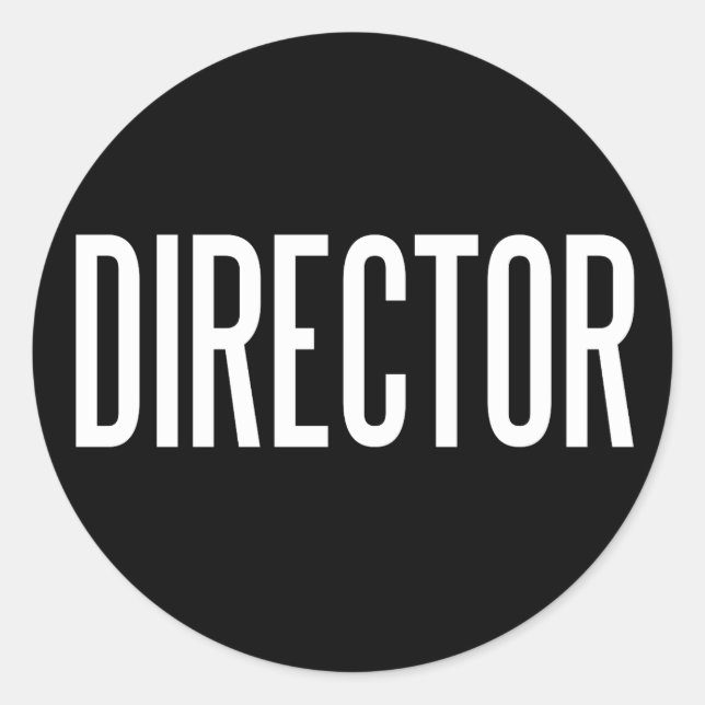 Director glossy round sticker (black) (Front)