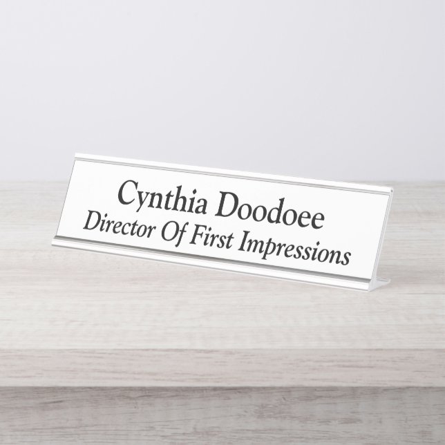 Director Of First Impressions White Desk Name Plate (Front)