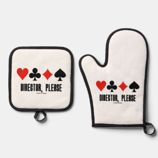 Director, Please Four Card Suits Bridge Game Oven Mitt & Pot Holder Set