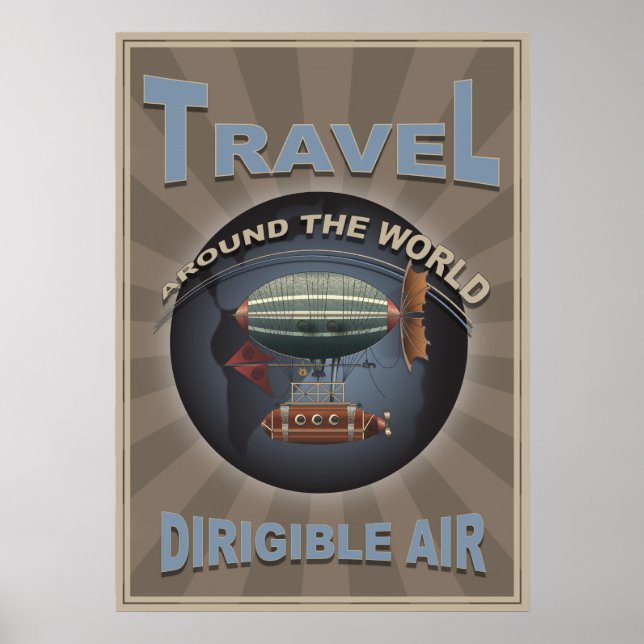 Dirigible Air Vintage World Travel Poster (Front)