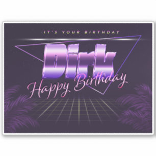 Dirk Name Vorname lila retro Sticker Geburtstag