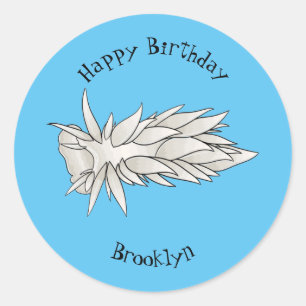 Dirona albolineata nudibranch cartoon illustration classic round sticker