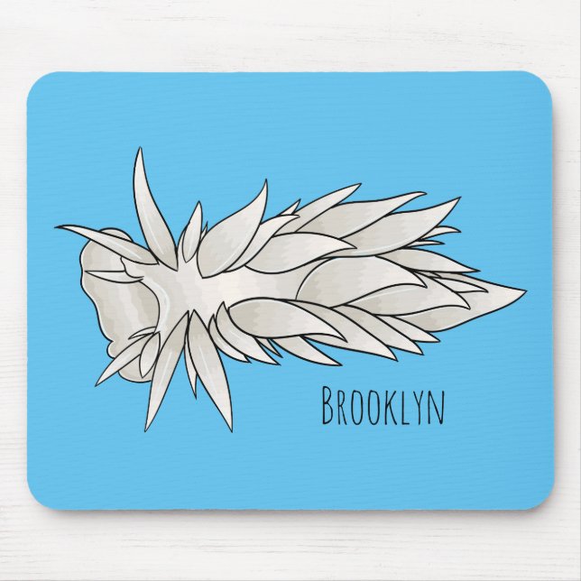 Dirona albolineata nudibranch cartoon illustration mouse mat (Front)