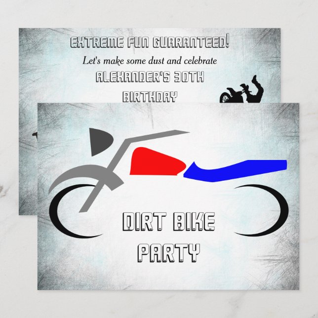 Dirt Bike 30th Birthday Invitation (Front/Back)