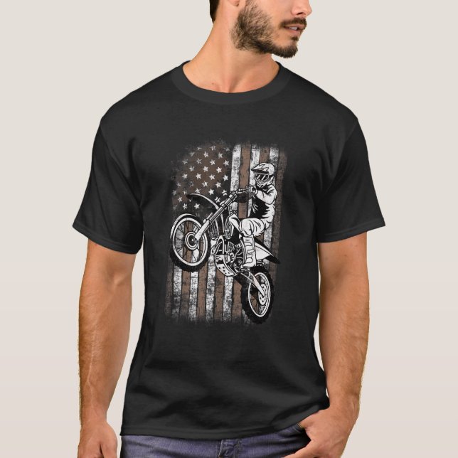 Dirt Bike  4th Of July  Boys Moto Biker Men Kids T-Shirt (Front)