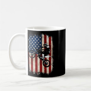 Dirt Bike American Flag Motocross Biker 4th Of Jul Coffee Mug