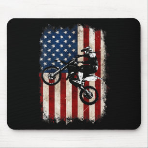Dirt Bike American Flag Motocross Biker 4th Of Jul Mouse Mat