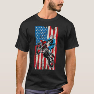 Dirt Bike American Flag Motocross Biker 4th Of Jul T-Shirt