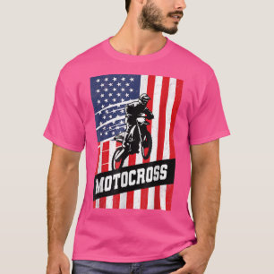 Dirt Bike American Flag Motocross Biker 4th Of Jul T-Shirt