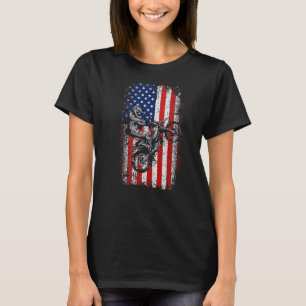 Dirt Bike American Flag Motocross Biker 4th Of Jul T-Shirt
