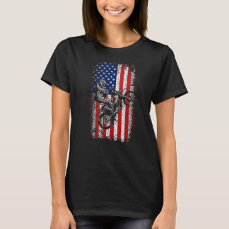Dirt Bike American Flag Motocross Biker 4th Of Jul T-Shirt