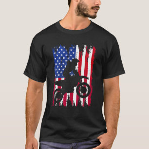 Dirt Bike American Flag Motocross Biker 4th of Jul T-Shirt