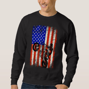 Dirt Bike American Flag Motocross Biker For 4th Of Sweatshirt