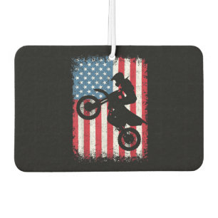 Dirt Bike American Flag Motocross Biker Men Boys V Car Air Freshener