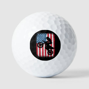 Dirt Bike American Flag Motocross Biker Men Boys V Golf Balls