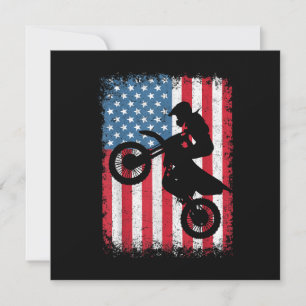 Dirt Bike American Flag Motocross Biker Men Boys V Invitation
