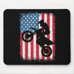 Dirt Bike American Flag Motocross Biker Men Boys V Mouse Mat