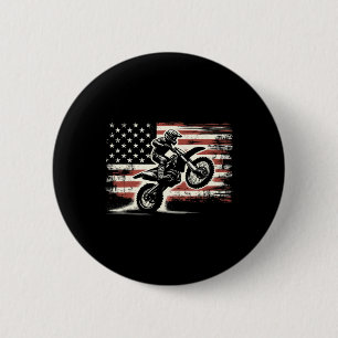 Dirt Bike American Flag Motocross Biker Vintage Us 6 Cm Round Badge