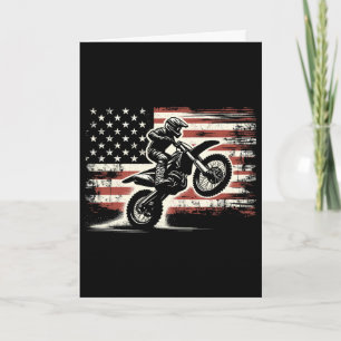 Dirt Bike American Flag Motocross Biker Vintage Us Card