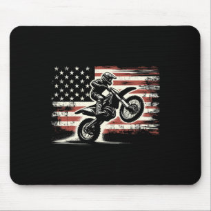 Dirt Bike American Flag Motocross Biker Vintage Us Mouse Mat