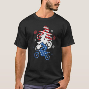 Dirt Bike American Us Flag Motocross 4th Of July M T-Shirt