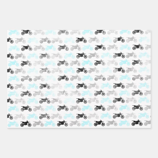 Dirt Bike and Chevron Wrapping Paper (Front)