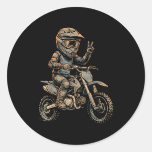 Dirt Bike Art Rider Motocross Classic Round Sticker
