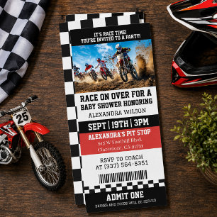 Dirt Bike Baby Shower Ticket Party Invitation