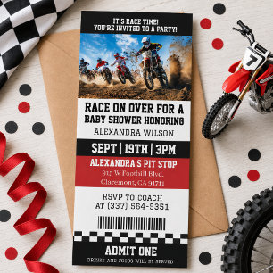 Dirt Bike Baby Shower Ticket Party Invitation
