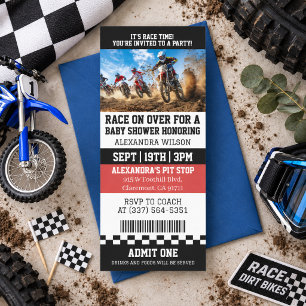 Dirt Bike Baby Shower Ticket Party Invitation