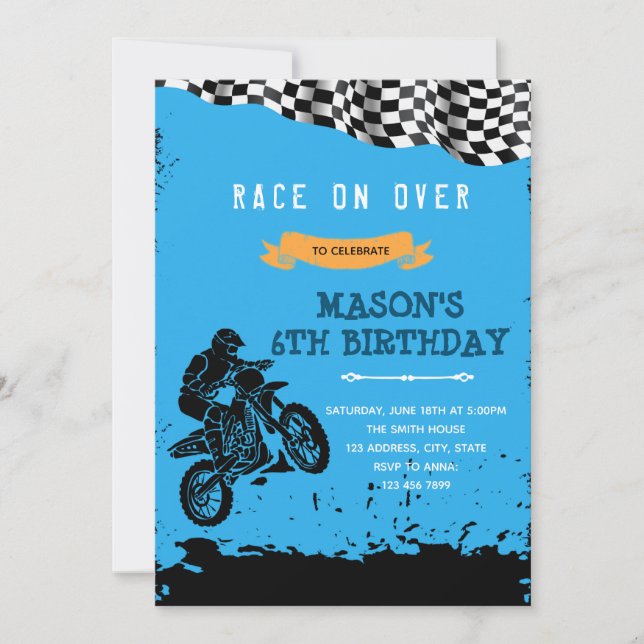 Dirt bike birthday invitation (Front)