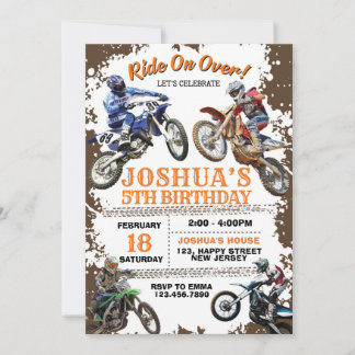 Dirt Bike Birthday Invitation. Motorbikes Invite