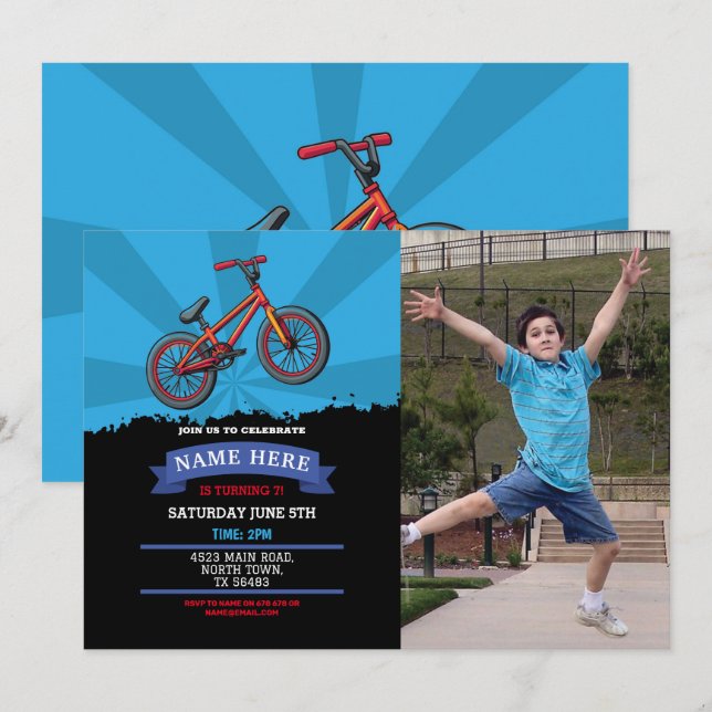 Dirt Bike Birthday Invitation Riding Mud Fun Photo (Front/Back)