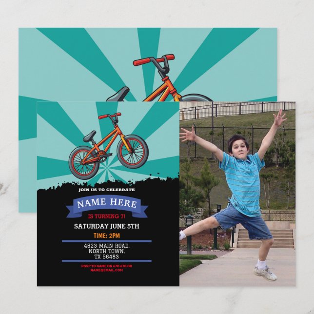 Dirt Bike Birthday Invitation Riding Mud Fun Photo (Front/Back)