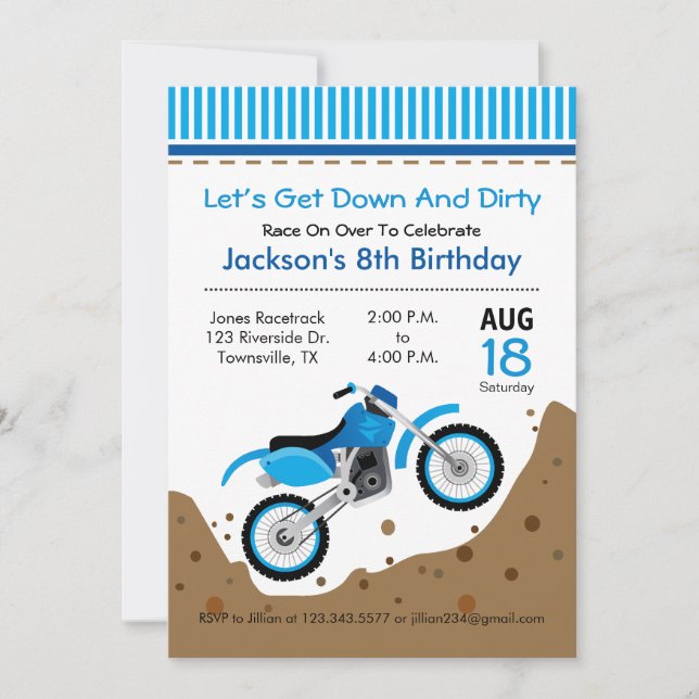 Dirt Bike Birthday Party Invitation (Front)